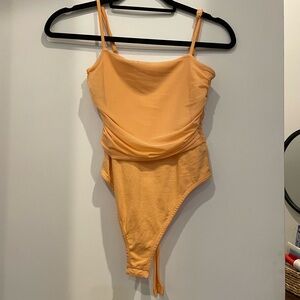Orange mesh Draped Bodysuit